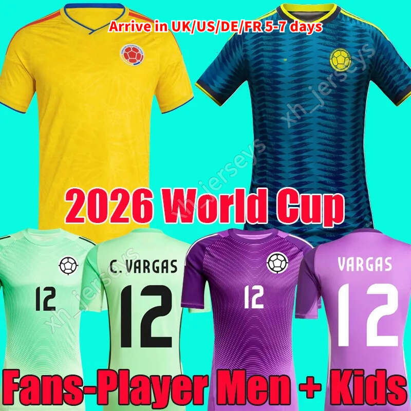 2026 World Soccer Jerseys Copa America LUIS DIAZ FALCAO JAMES Home Cup 2025 Colombia Football Shirt CUADRADO Men Kids Kit Camiseta De Futbol