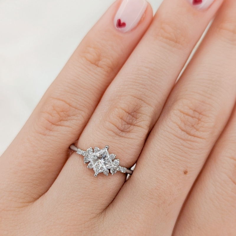 Jewelry 1.0 Carat Princess Lab Diamond Ring For Women 18K 14K Real Gold Womens Wedding Ring Engagement Fashion Design Anniversary Gift For Her