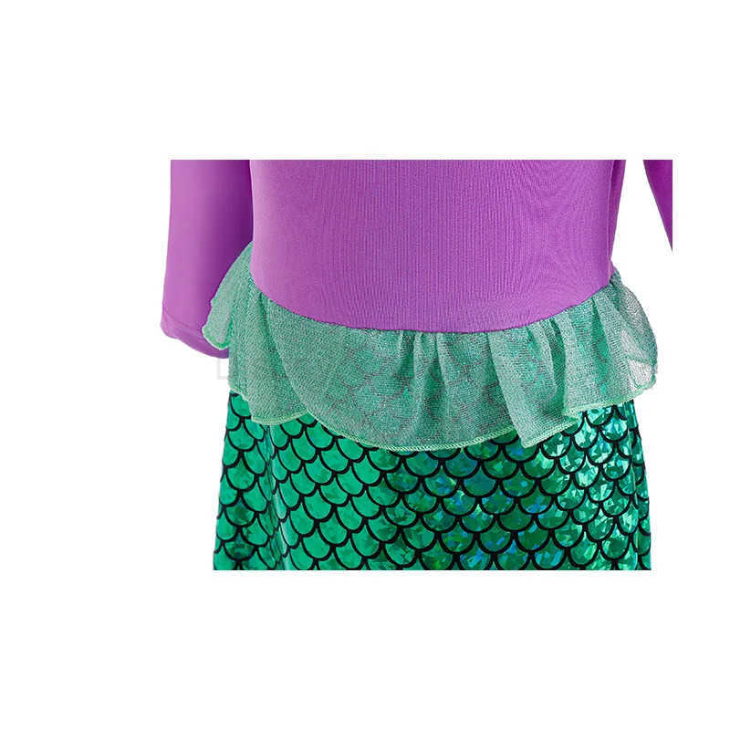Disney Summer Fancy Ariel Princess Dress Little Mermaid Clothing Girls Cosplay Party Vestidos Carnival Children Mermaid 10Yrs Costume X250408