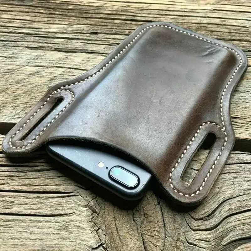 Mens phone case phone case circular phone case belt bag leather wallet running bag travel camping bag Z250407
