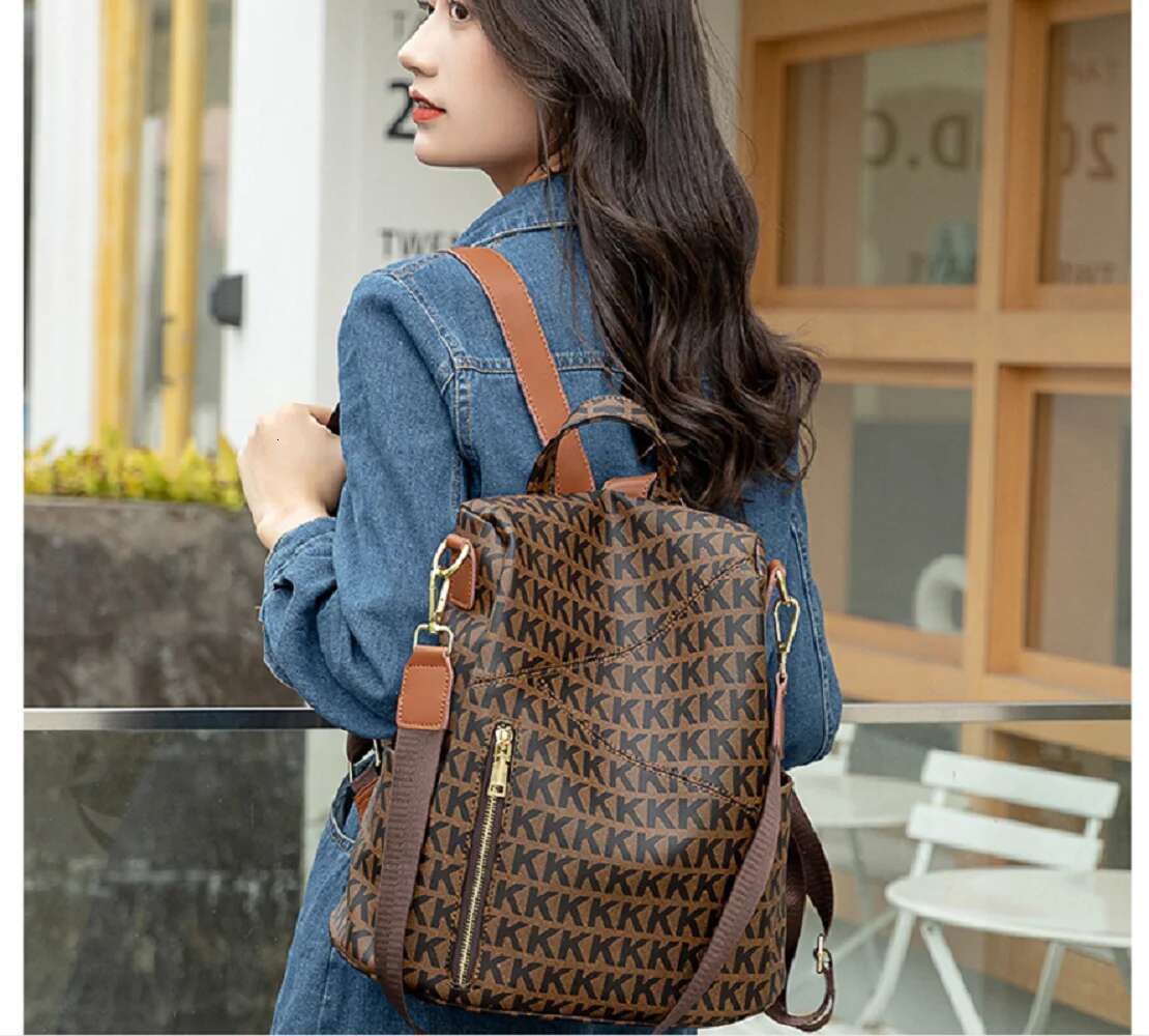 Women's New Fashion High Quality Leather Backpack Letter Designer Totes Large Capacity Anti Theft Travel Shoulder Bags