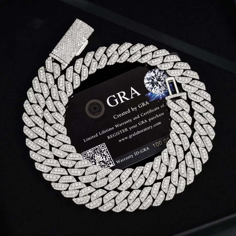 S sier pyroxene necklace Cuban bracelet personality 13mm hip-hop style collarbone neck