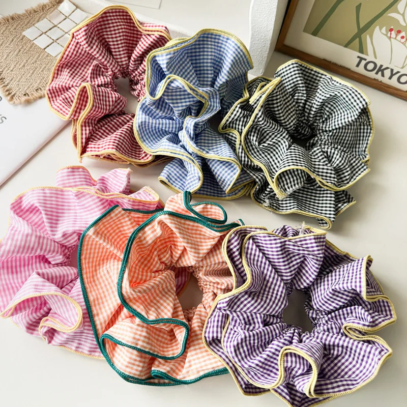 Super sized niche retro plain elastic silk mesh fashionable sweet ballet style silk mesh ruffled headpiece 250407