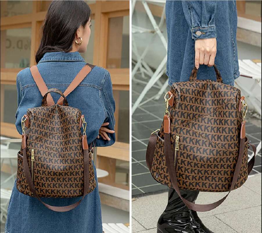 Women's New Fashion High Quality Leather Backpack Letter Designer Totes Large Capacity Anti Theft Travel Shoulder Bags