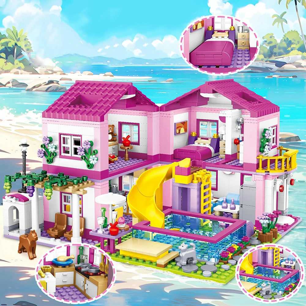 Friends City Street View House Summer Holiday Villa Castle Model Building Block Sets Figures DIY Bricks Toys for Kids Girls Gift L251108