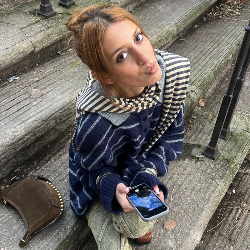 Women's Long Sleeve Clashing Stripe Sweater, POLO neck drop shoulder loose top, Street Fashion Vacationwinter clothes for women, herbst kleidung 