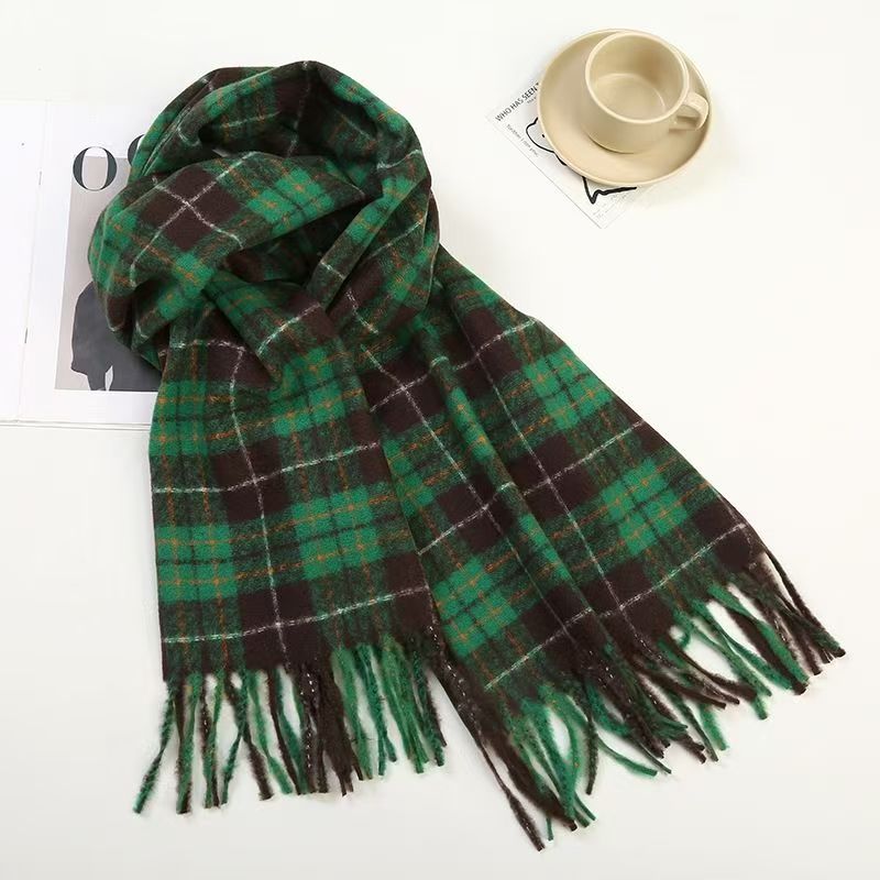 T439 new British plaid autumn and winter scarf Korean plaid literary fashion cashmere windproof thick warm shawl