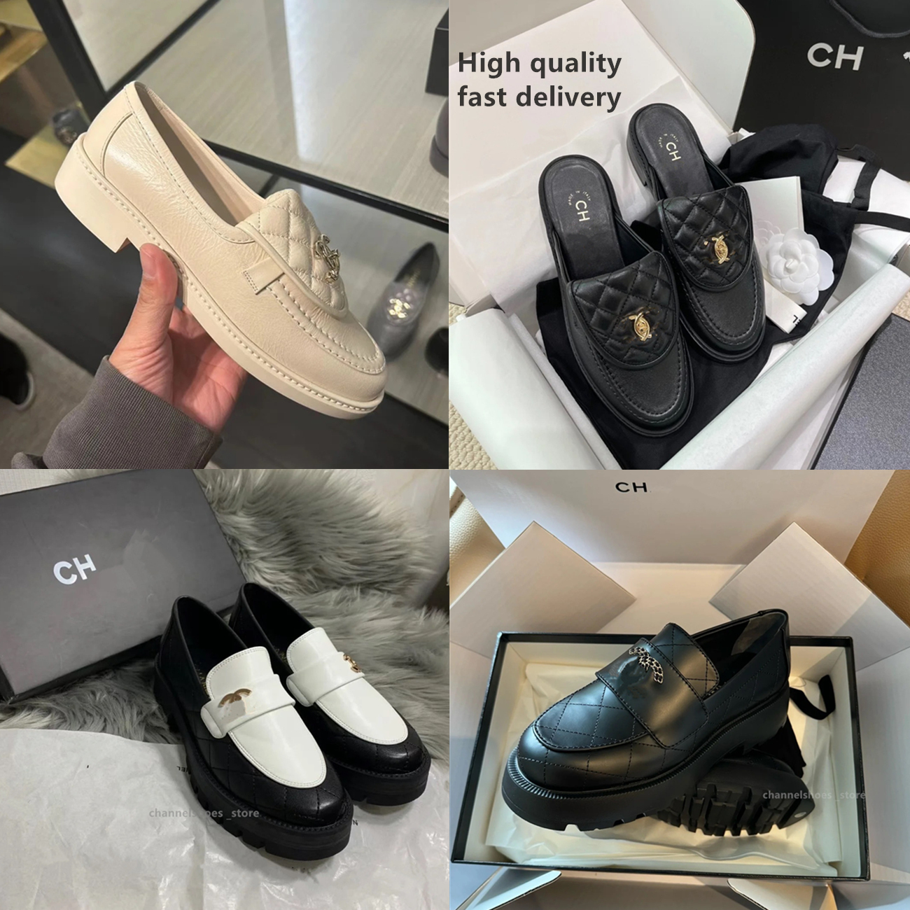 2025 Famous designer Women Loafers Shoes Genuine Leather Thick Heels Schoolbag buckle cd Shoes Female British Style Lady Oxford Shoes Louiss Footwear chan Slide ff