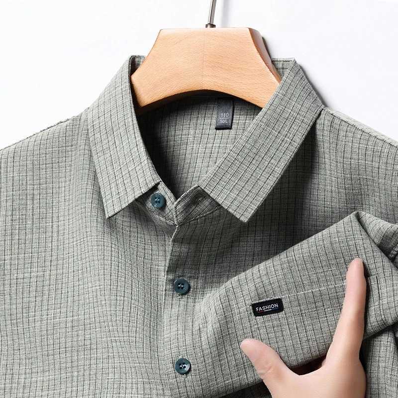 2024 mens business casual pure cotton linen short sleeved comfortable cotton topXJ250407