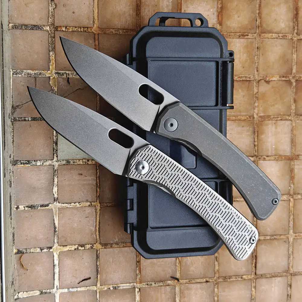 JUFULE Grey New SPK Ramia Titanium Handle 60 HRC 154CM Blade Ceramic Bearing Pocket EDC Tool Camping Hunting Outdoor Folding Knife X250408