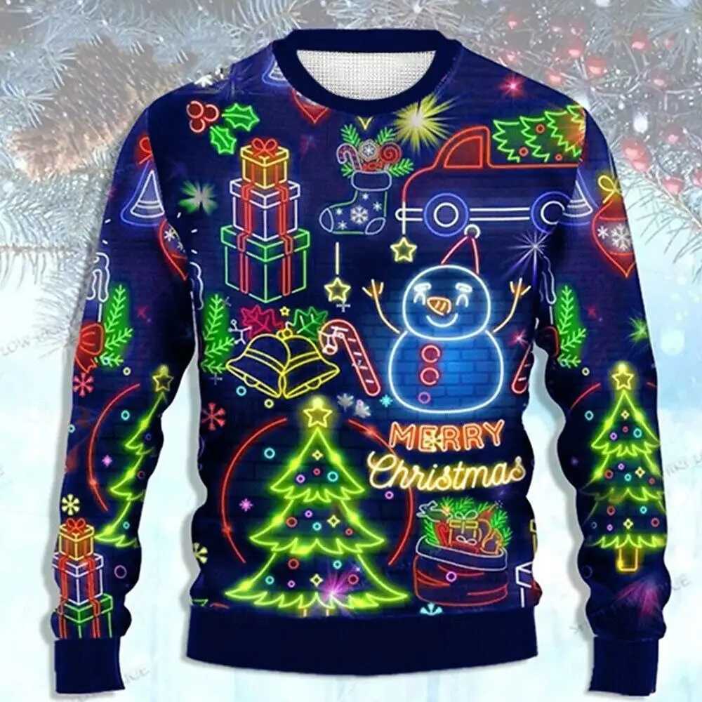 ugly Christmas Sweater Mens Sweater Snowman Pullover Jumper New Years Eve Daily Vacation Long Slve Crewneck Fall Winter 2025 S251110