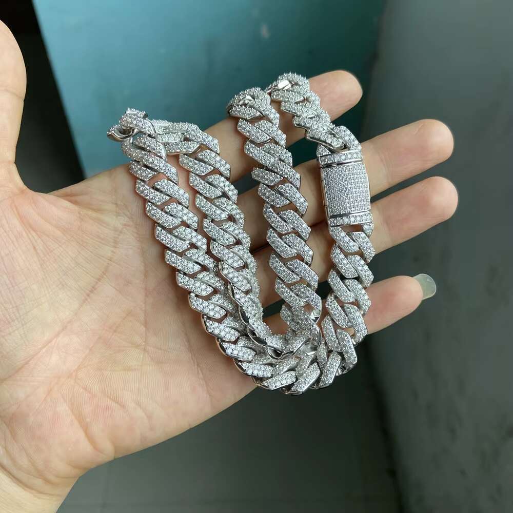 14mm wide 20 inch all white pyroxene Cuban hip-hop necklace