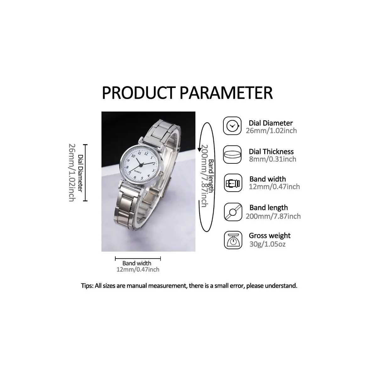 1Pcs Girl Cute Little Fresh Silver Digital Steel Quartz Watch Teen High School Girlfriend Birthday Christmas GiftT250408