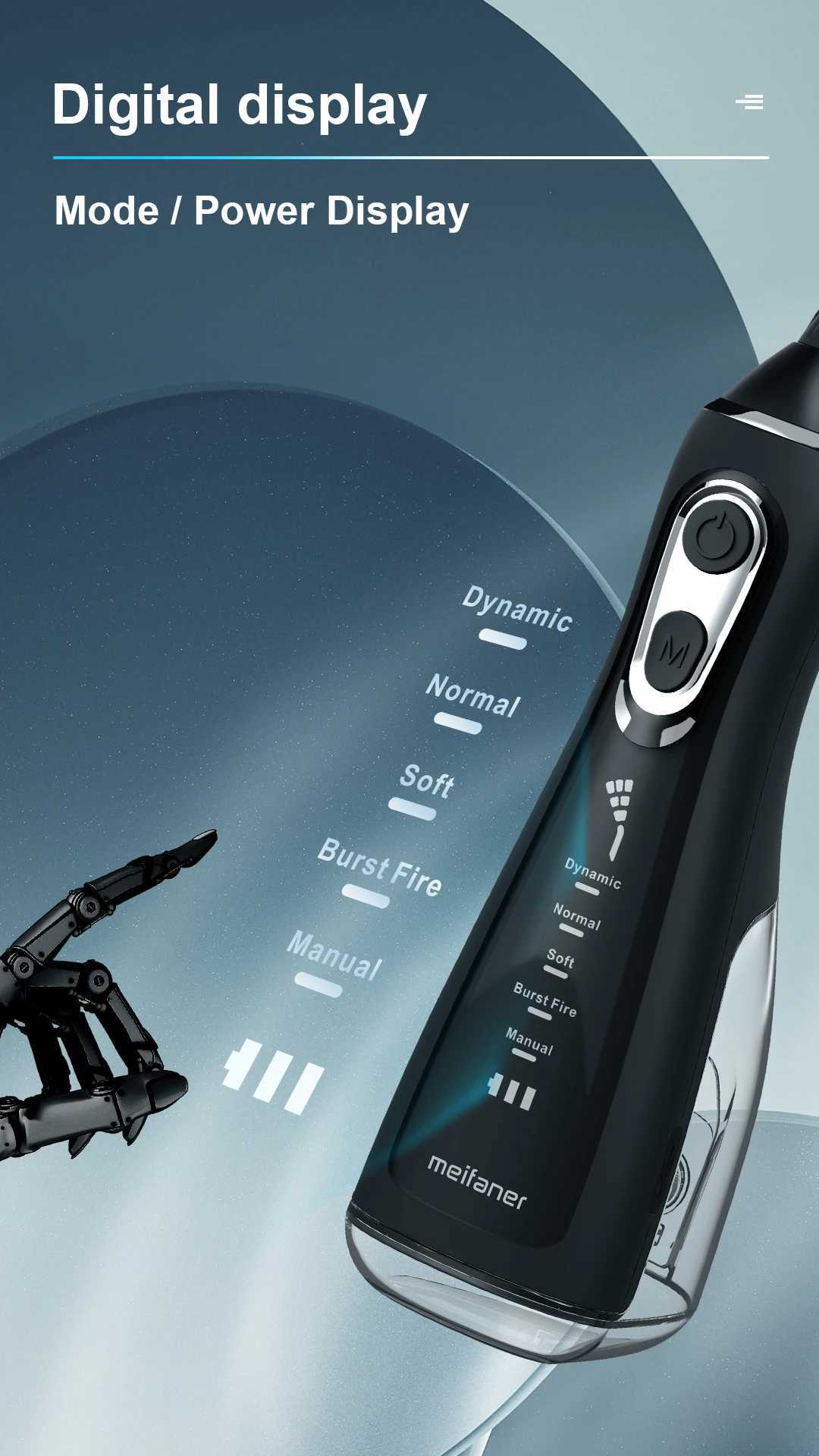 Oral irrigator 40-140PSI dental scale 5-speed sink rechargeable dental water jet 300ML IPX6 waterproof tooth cleaner M250408