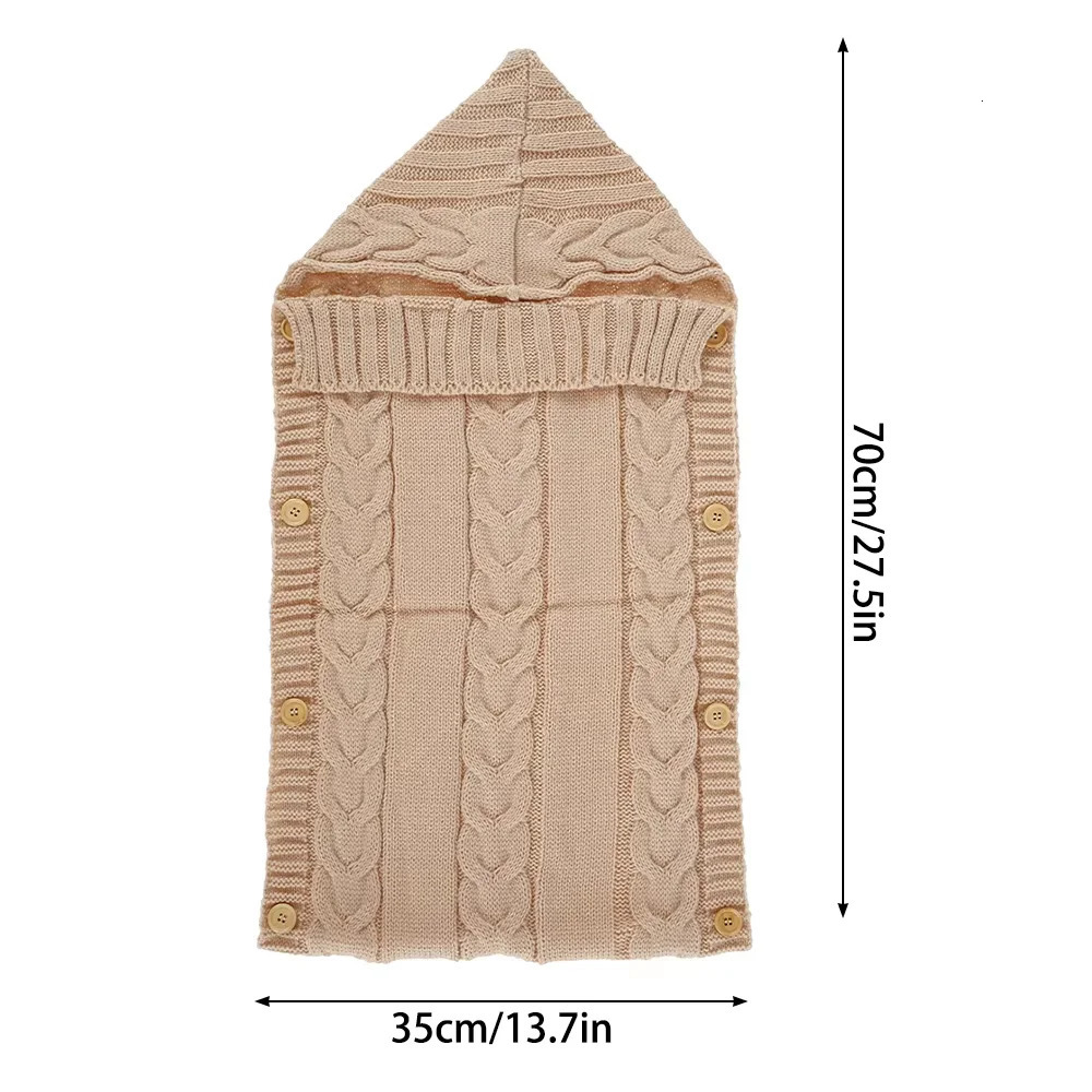 Baby Winter Swaddle Wrap Blankets Knitted Toddler Infant Baby Swaddle Kids Warm Stroller Crib Envelope born Baby Blankets 250408