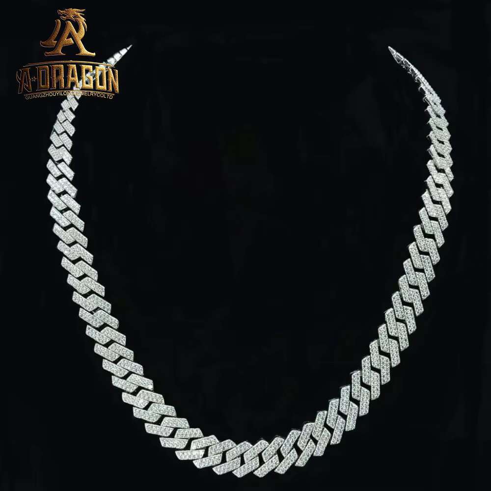 Real 18k Gold Plated 12mm Iced Out Gold Moissanite Diamond Cuban Neck Chain Designs for Men Matching With Pendant