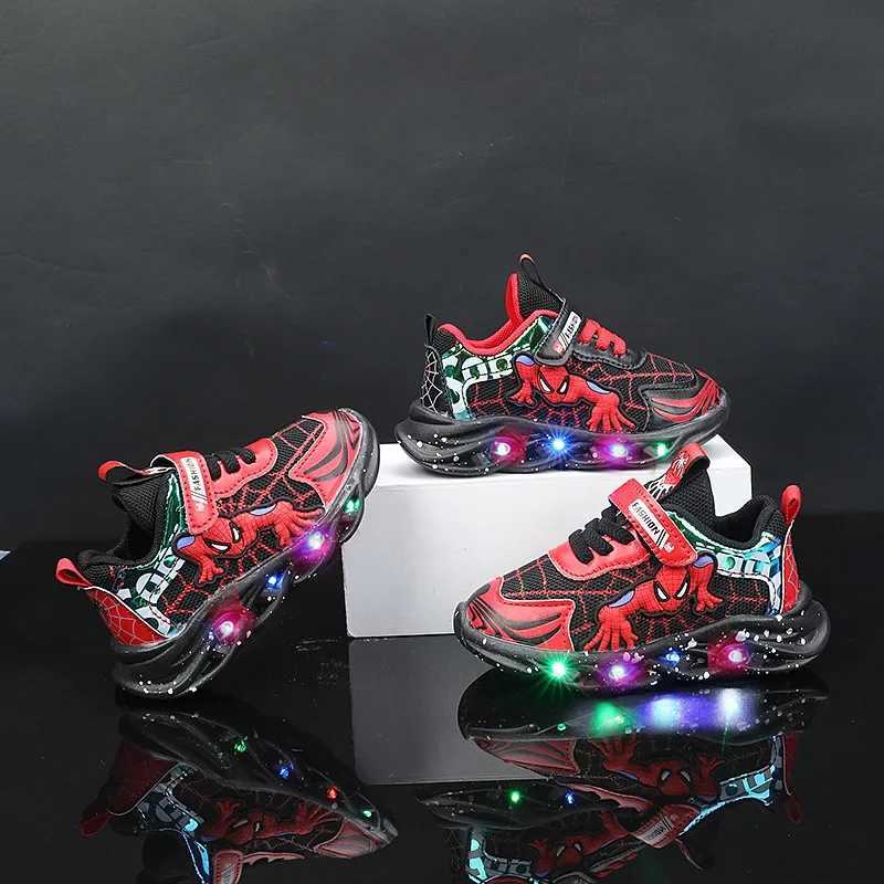 Boys LED shoes autumn childrens grid casual sports shoes breathable light blue sports shoes sports shoes size 23-32 W250407
