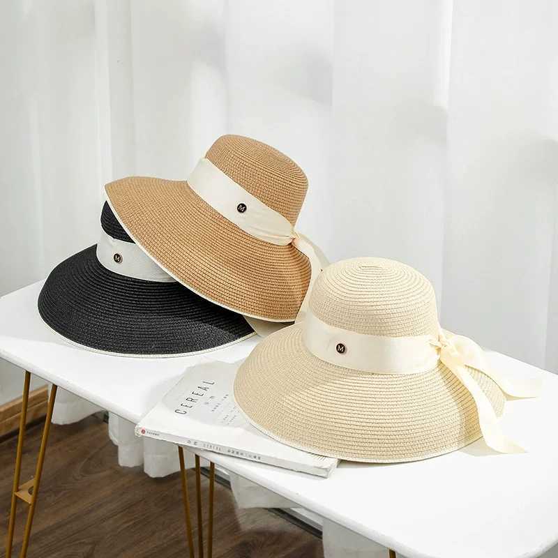 Women Cap Beach Hat Hepburn Style Bucket Hats Summer Retro Design Travel Sunscreen Straw-hat Sunshade Fisherman Caps Sun Helmet Z250407