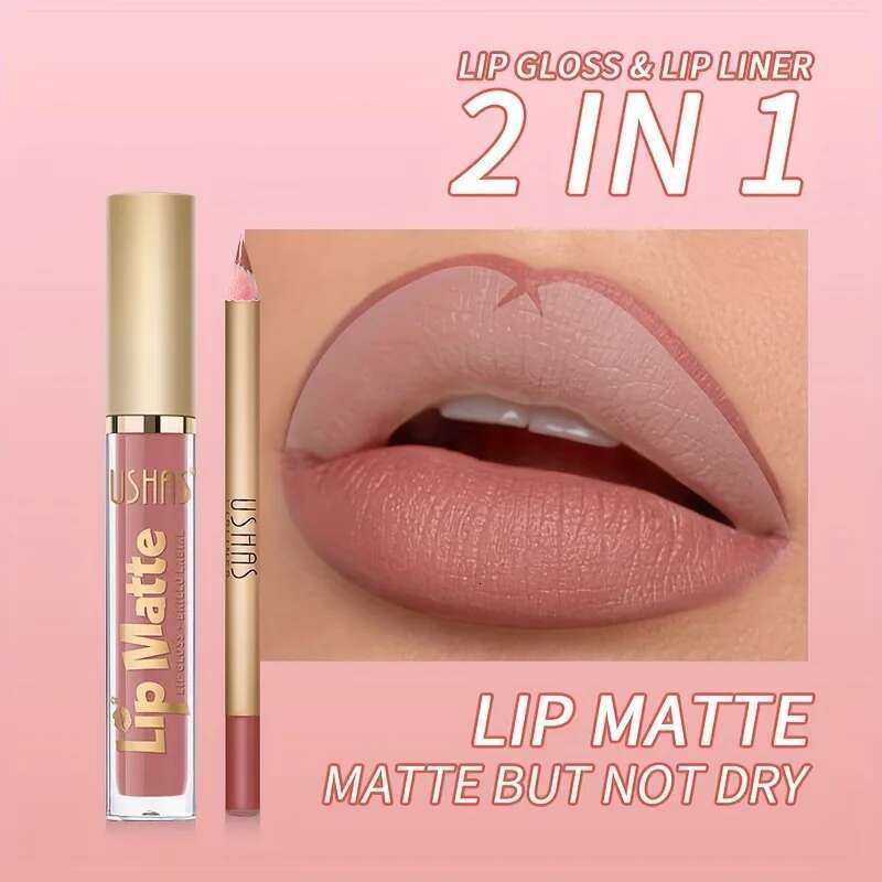 Matte Lipgloss&Lip Er Set 12 Colors Luquid Lipstick High Pigmented Long Lasting Waterproof Lips Makeup