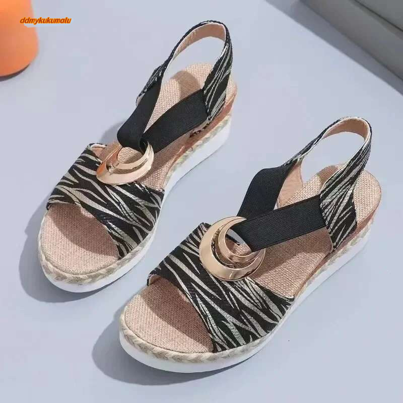 Women's Wedges 2024 Summer Snake Print Platform Gladiator Shoes Woman Comfort Casual Med High Heels Sandals ddmykukumalu