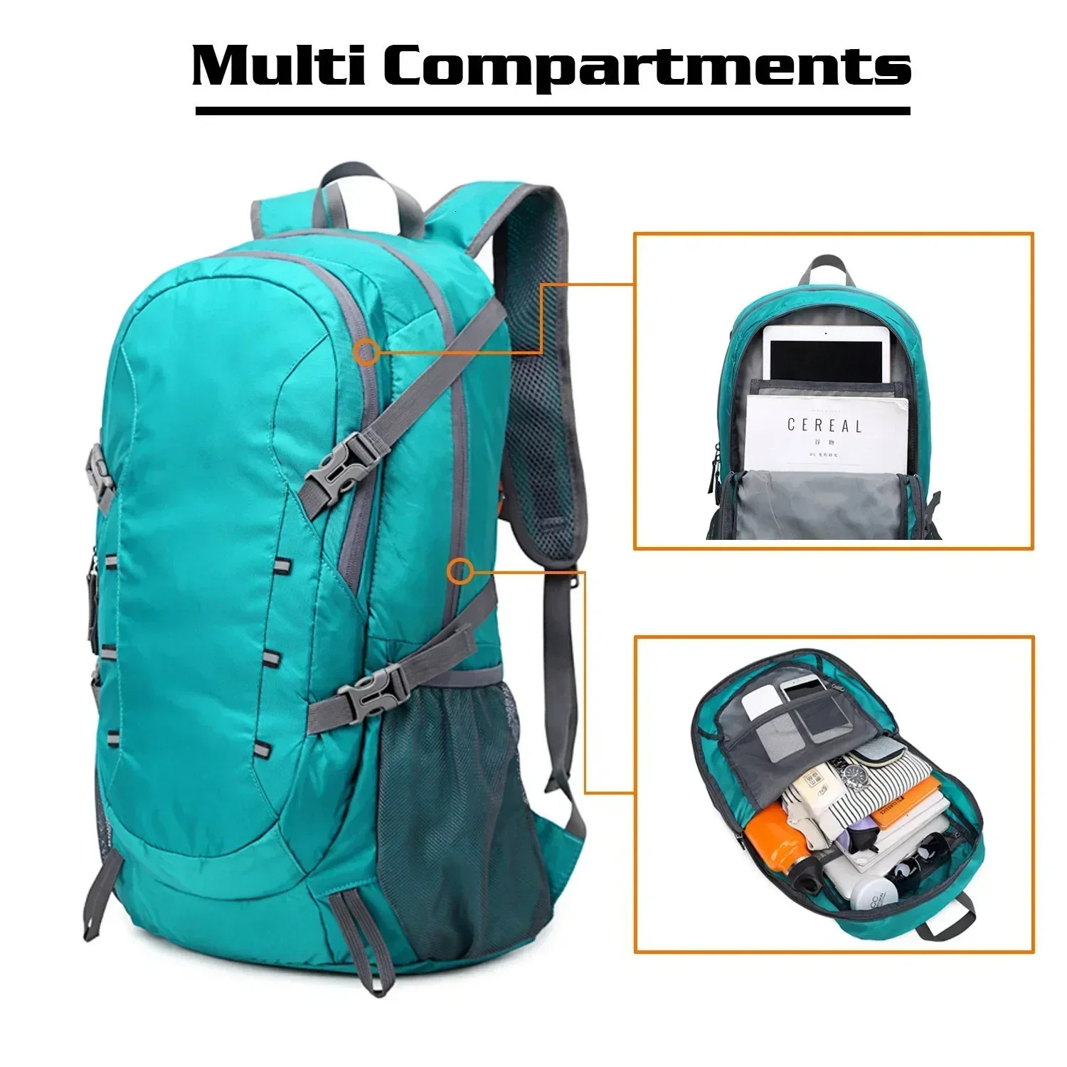40L Outdoor Foldable Backpack Ultralight Waterproof Soft Camping Shoulder Pack Climbing Travel Mountaineering Camping Hiking Bag 250407