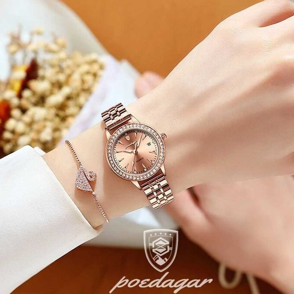 Poedagar Luxury Casual Womens Watch Waterproof Date Womens Watch Elegant Diamond Womens Quartz Watch Simple Womens WatchT250408