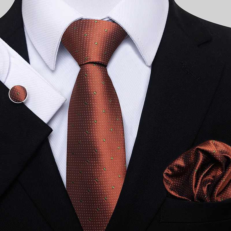 Newest design Classic Festive Present Tie Pocket Squares Cufflink Set Necktie Dark Blue Mans New Years Day X250407