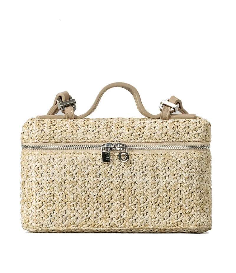 Summer Ins New Handmade Woven Shoulder Women's Box Square Minimalist Handbag Adult Girls Vacation Beach Bag Female
