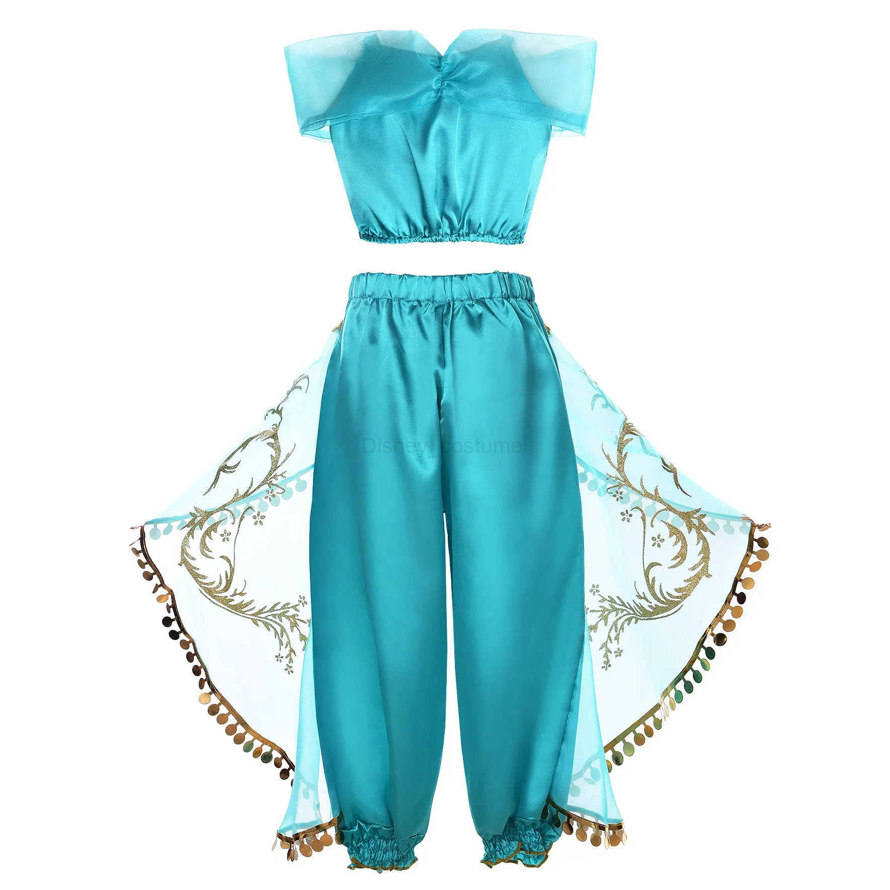 Disney Baby Girls Cosplay Jasmine Costume Aladdin Princess Dress Kids Magic Lamp Fancy Birthday Party Dresses Jasmine Clothes X2504081