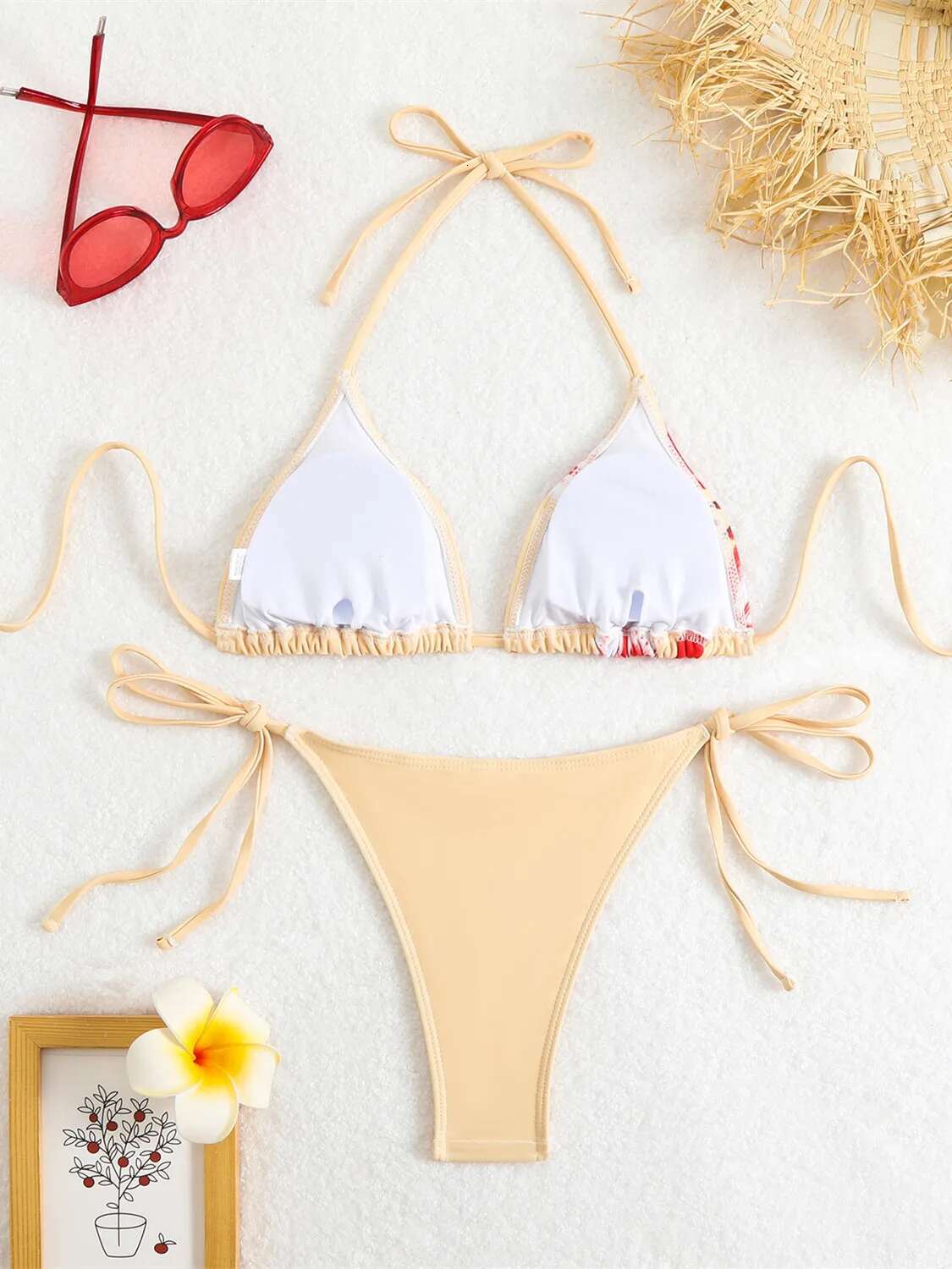 Dongdumaoyi Sexy Micro Bikini Women Black Floral Print Push Up Bra Tie Side Thong Swimsuit Brazilian Beach Bathing Suit Pool Swimwear