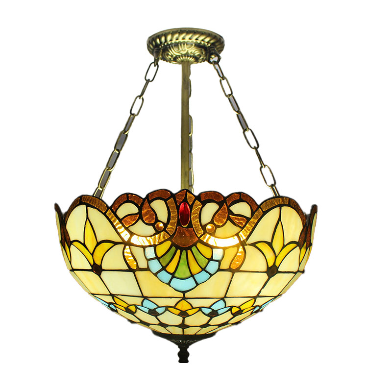 Mediterranean Tiffany Stained Glass Pendant Lights Vintage Hanging Lamp for Dining Room Kitchen Light Fixtures Home Art Decor