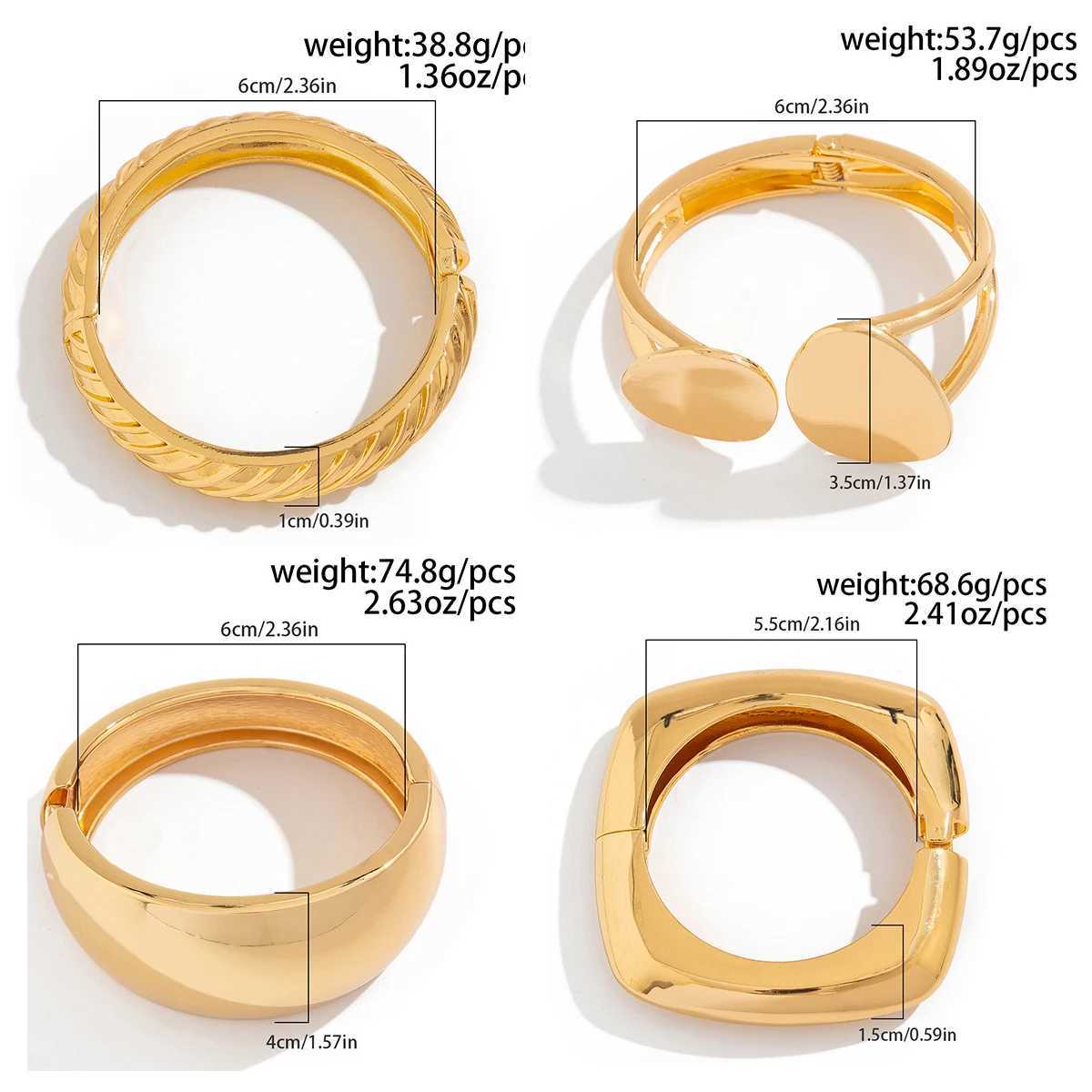 Ingemark Exaggerated Punk Smooth Heavy Metal Chunky Spring Bangles Wen Hip Hop Gold Color Arm Bracelet Steampunk Men JewelryC250408