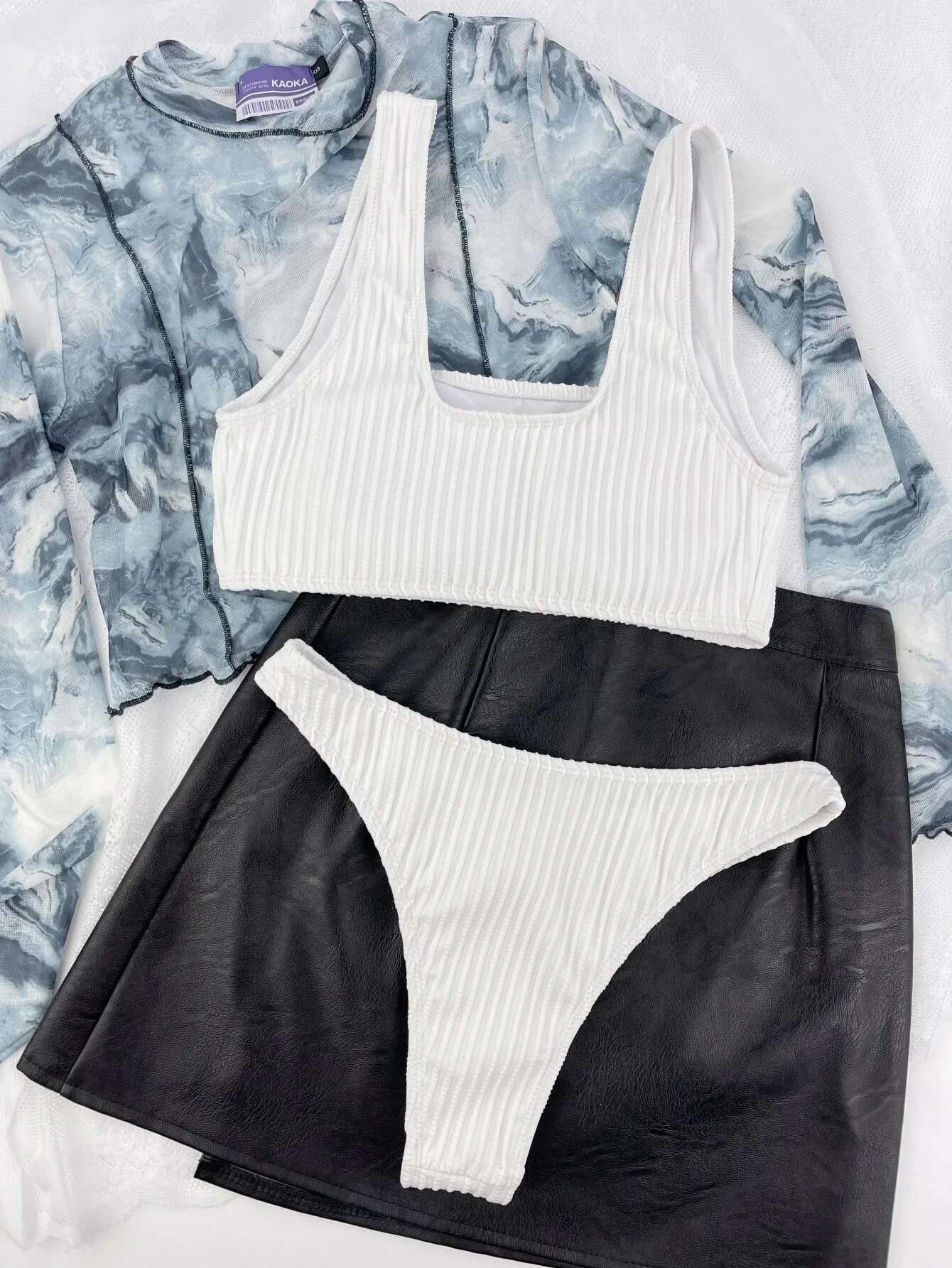 Dongdumaoyi Bikini Sexy White Black Ribbed Push Up Micro Swimsuit Separate Woman Beach Bathing Suit Two Piece Swimwear Traje De Ba O