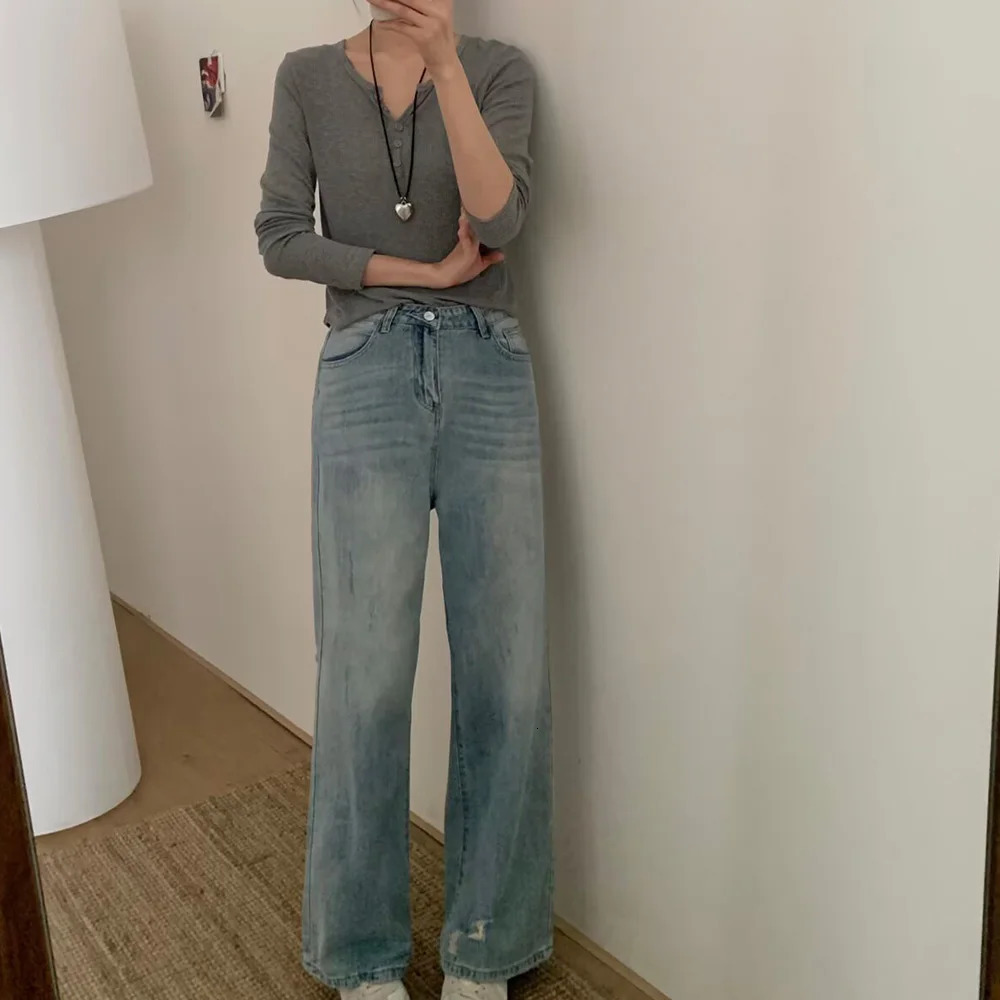Womens Clothing with European and American Style Casual Elegant n Avant garde Personalized Tear off Jeans 250407