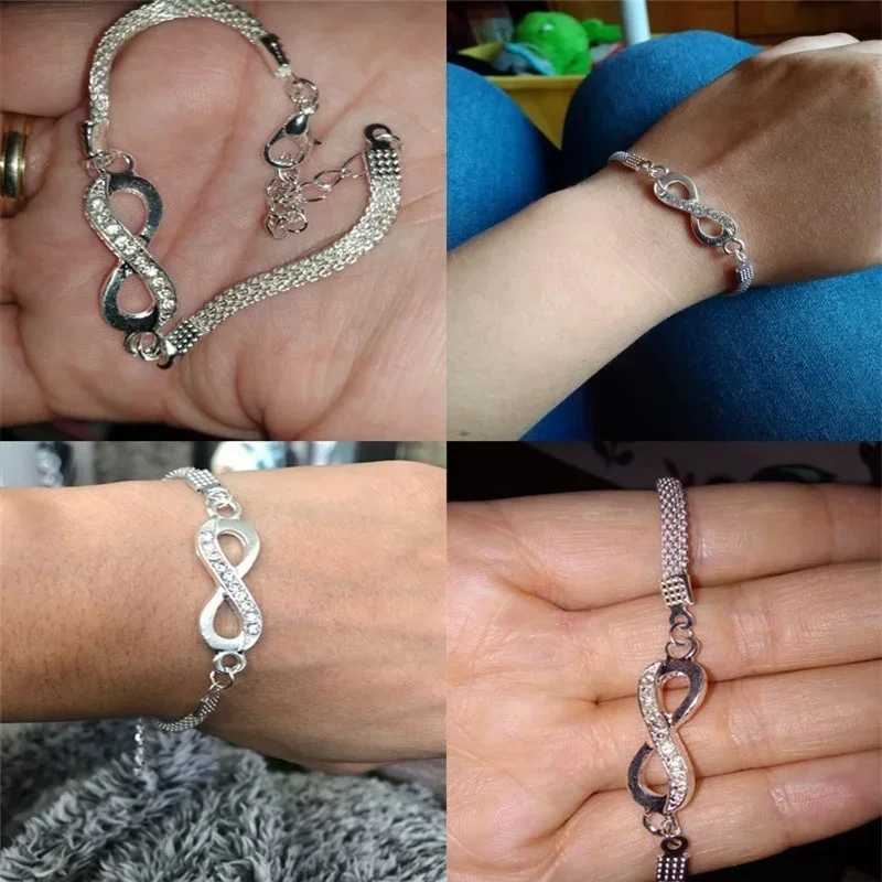 Delysia King New Fashion Unisex Simple Personality Unlimited Bracelet 8 She Crystal Inlay Jewelry ly GiftC250408