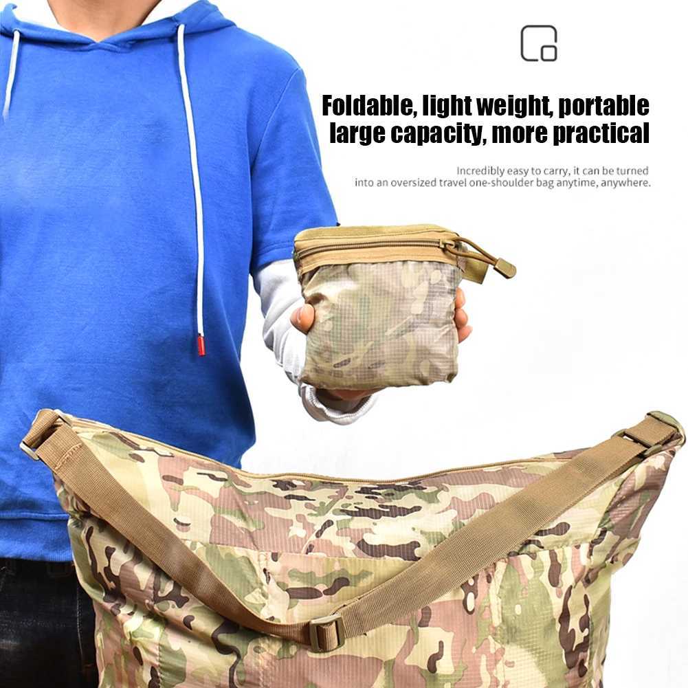 Portable Travel Bag Outdoor Foldable Cross-Body Shoulder Bag Waterproof Large Capacity Shopping Carrier Tote PouchC250407