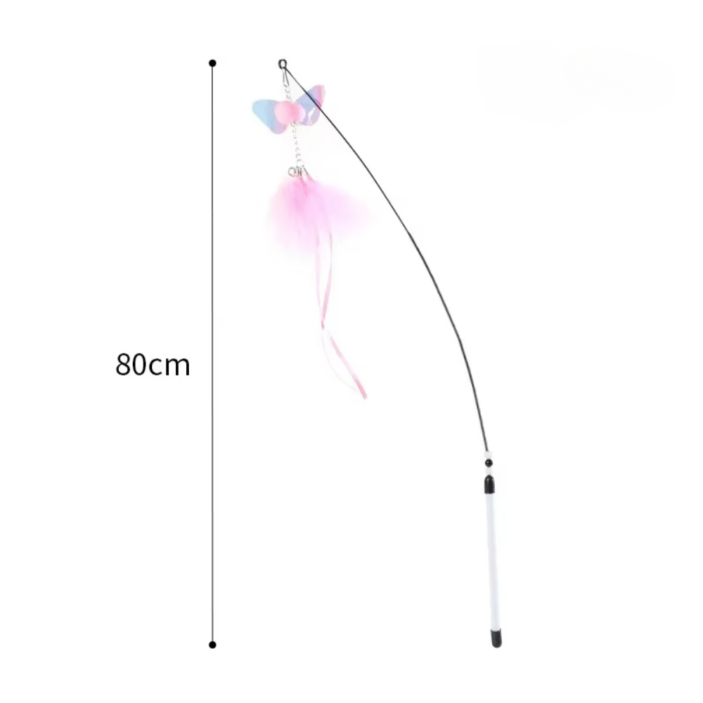Cat Teasing Stick Telescopic Pole Interactive Simulation Bird Feather Cat Teasing Stick Bell Sound Cat Toy