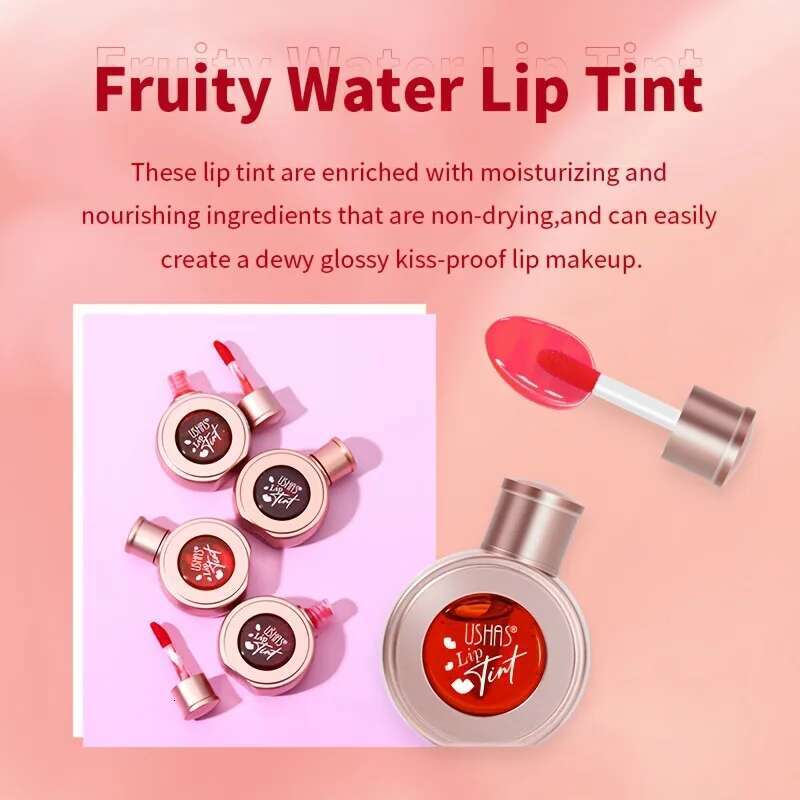 4 Colors Fruity Water Tint Set Highly Pigmented Lip Gloss Waterproof Non-Sticky Longlasting Women Lips Cosmetics Bulk