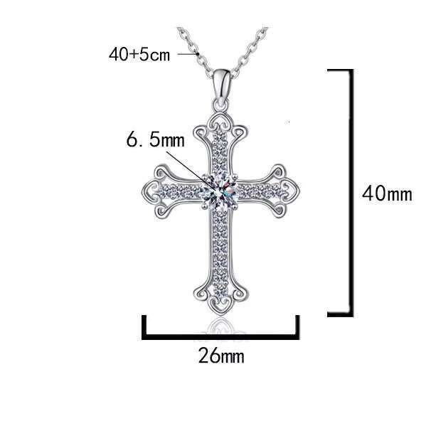 Wholesale Fine Bling 1ct Moissanite Cross Pendant Necklace Trending S925 Sterling Silver Necklace for Women Anniversary Gift