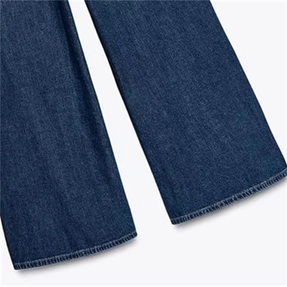 UNIZERA womens wide leg straight jeans button pocket decoration used for spring and summer casual clothing 250407