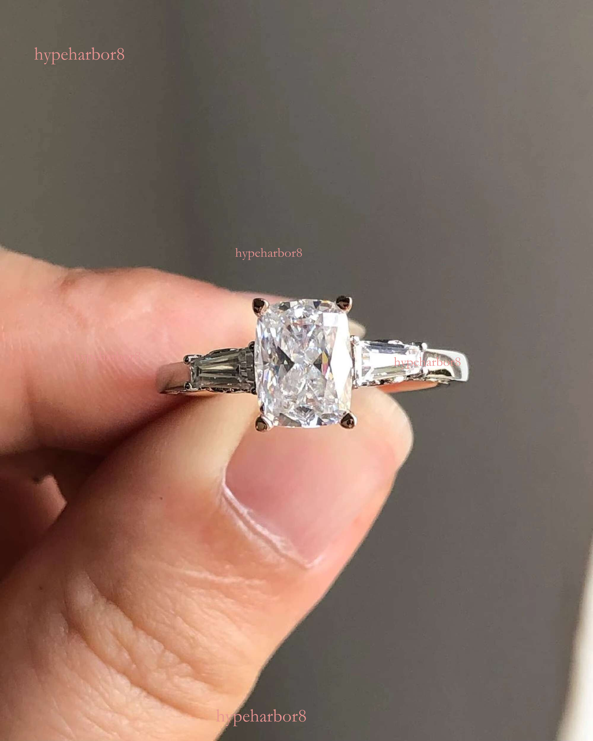 14k Women's 3CT Three Stone Silica Engagement Hidden Halo Wedding Anniversary Ring Celebrating Love