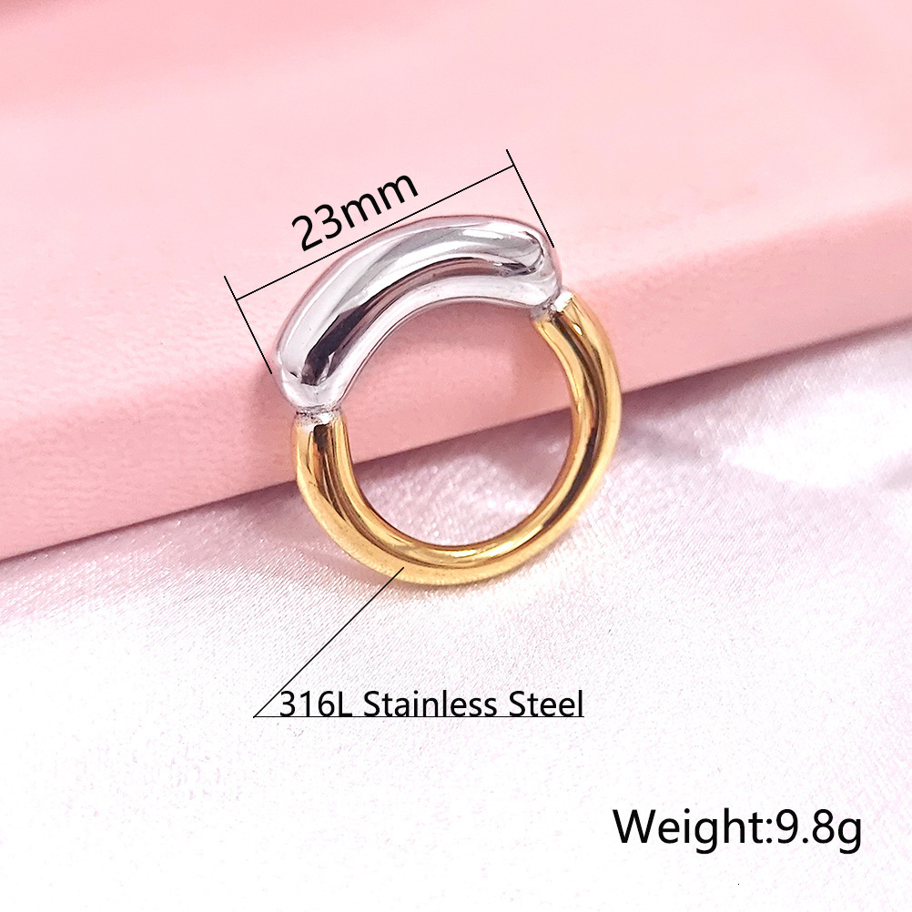 New Creative Thick Thread Smile Ring, Simple Personalized, Small and Unique, Titanium Steel Golden Ferry Color Clash Ring
