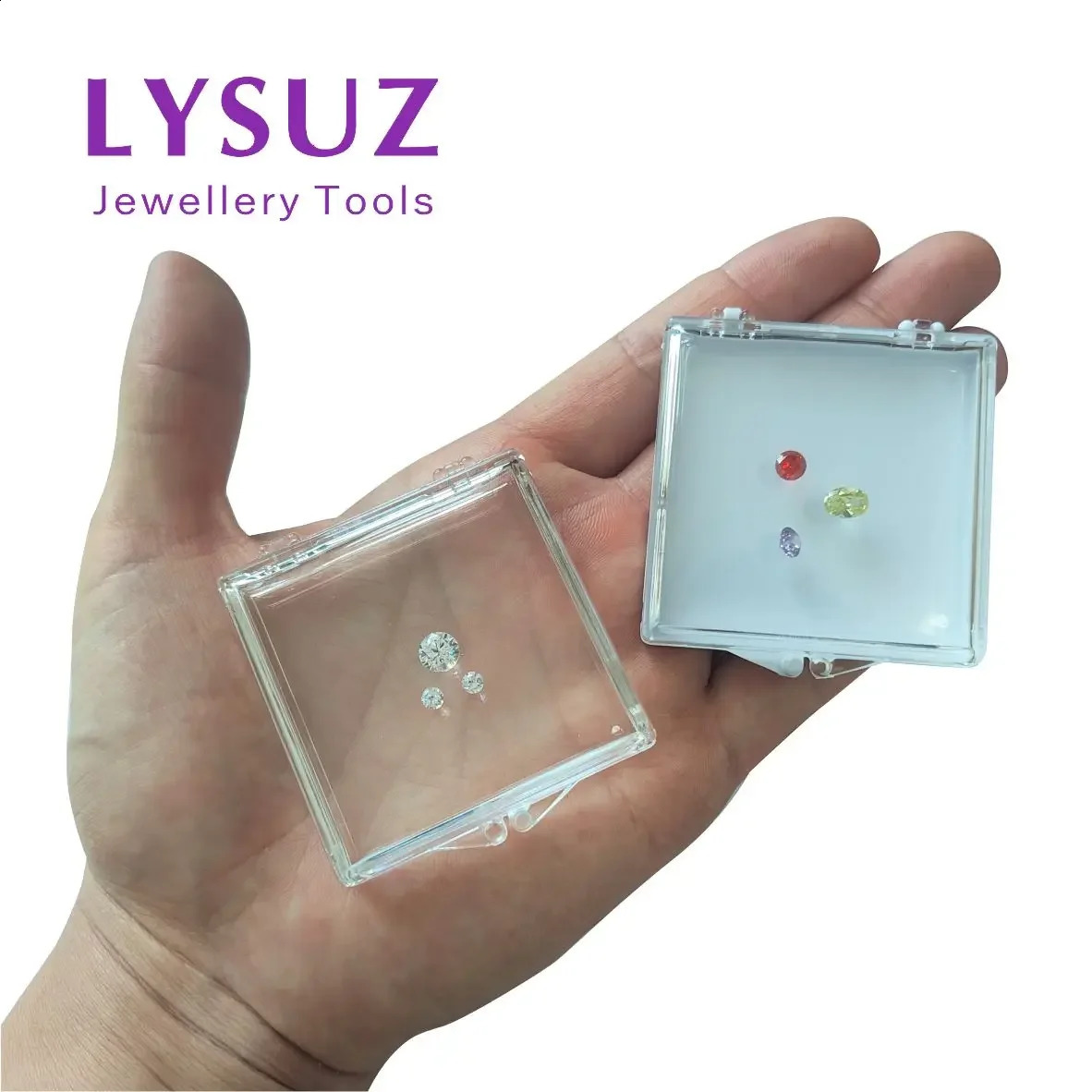 10pcs Adhesive Gems Box Diamond Display Box Show Case Packaging Tray Jewelry Acrylic Sticky Small Gemstone Modeling 250407