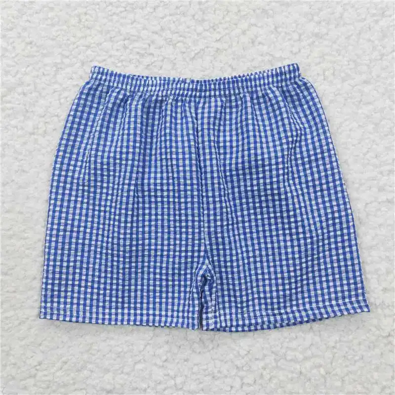 Wholesale western boutique clothing for baby girls boys summer slibling seersucker shorts 250408