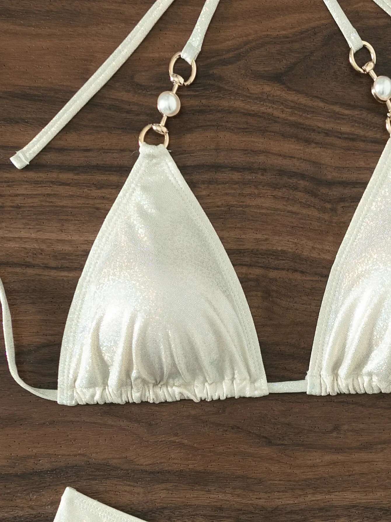 Dongdumaoyi Shiny Pearls Bikini Women Luxury White Brozing Push Up Micro Swimwear Bathing Suit High Waist Swimsuit Trajes De Ba O Mujer