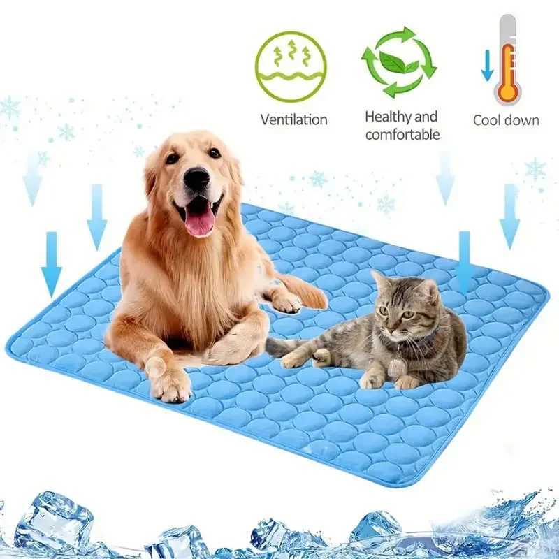 Dog self cooling pad pet cat cooling pad pet sleep pad summer cooling pad washable ice silk breathable pad for blankets Y250407