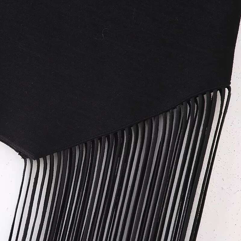 Laxsesu Tassel Pullovers For Women Sweater Stretch Knitted Sexy Top Summer 2024 New Strapless Fashion Black Jumpers Female