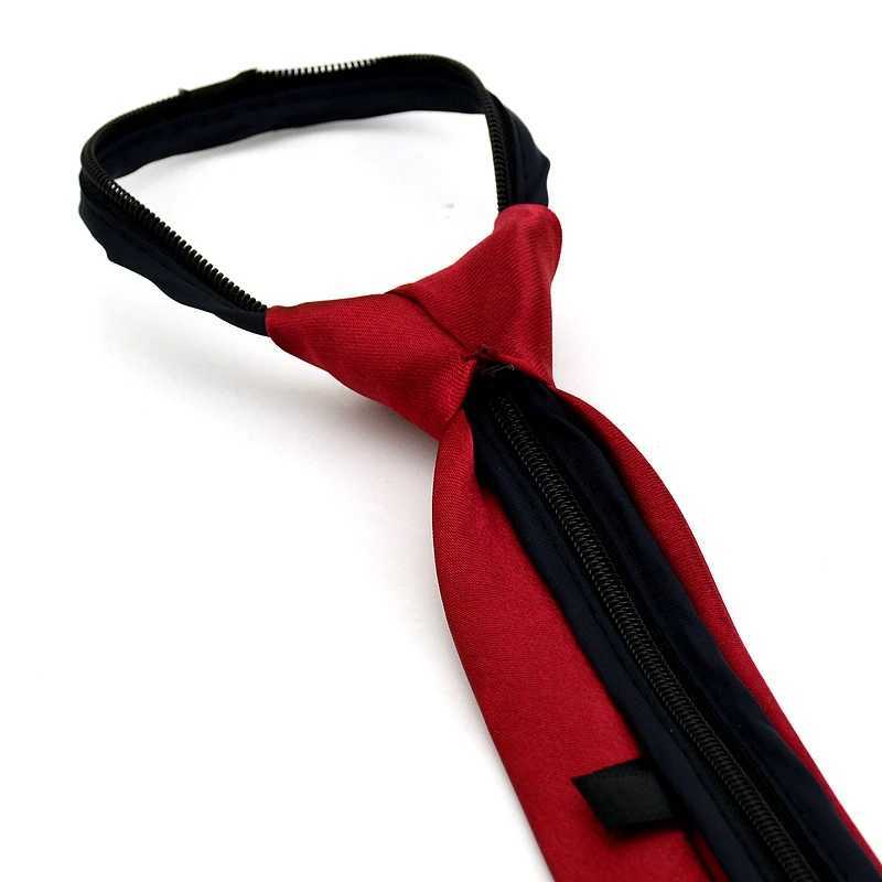 New Pre-tied Neck Tie Necktie For Girls Boys Kid Skinny Zipper Lazy Ties Children Red Solid Color Slim Narrow Bridegro Party X250407