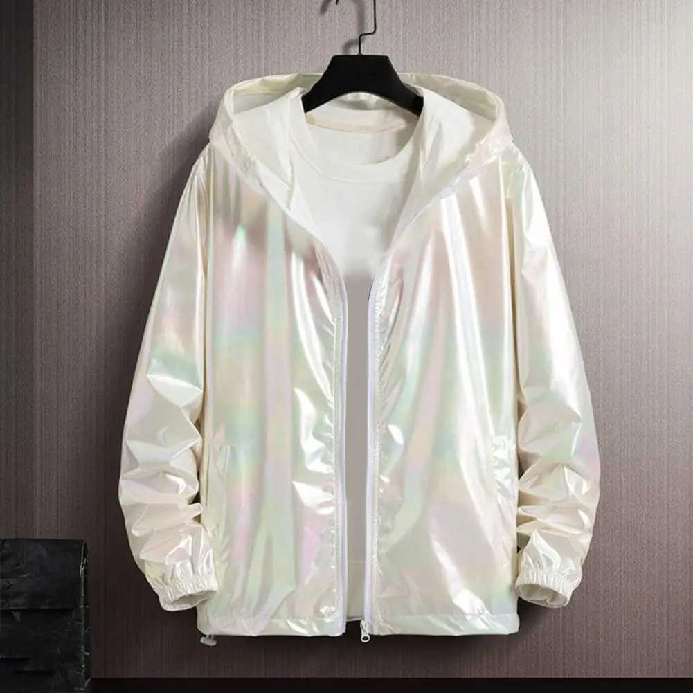Sunscreen jacket spring and autumn colorful bright face Sunscreen clothing thin fashionable hooded windproof jacket streetwear M250408
