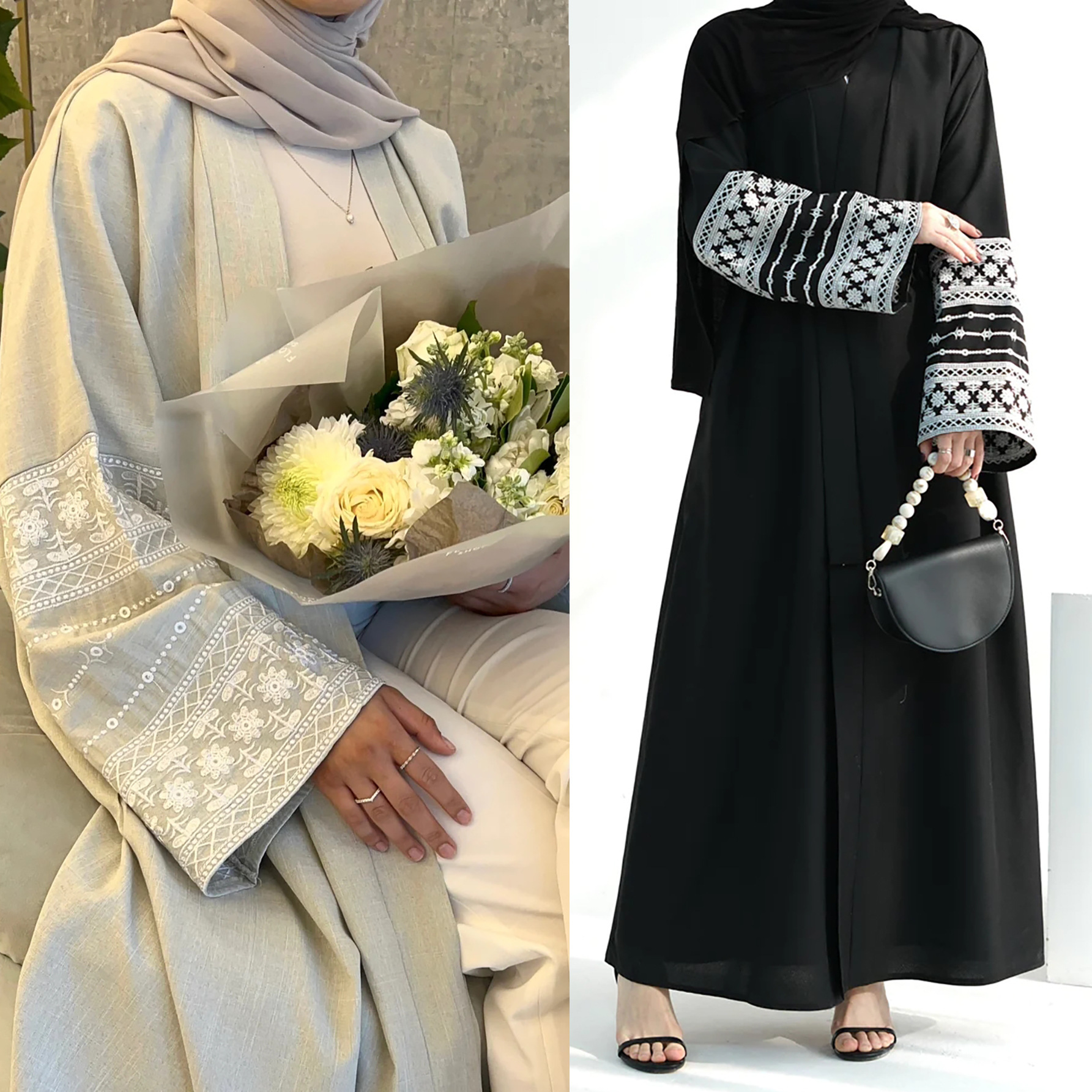 T Rkiye Dubai Embroidery Elegant Cardigan Robe Abaya Women S Dress